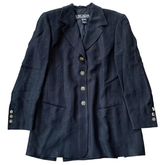 Escada Margaretha Ley Shimmer Buttoned Long Formal Blazer Jacket Black Size 40 M - Picture 6 of 6